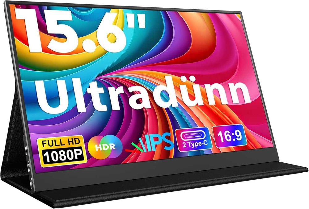 HONGO 15.6" преносим монитор 1080P FHD IPS черен