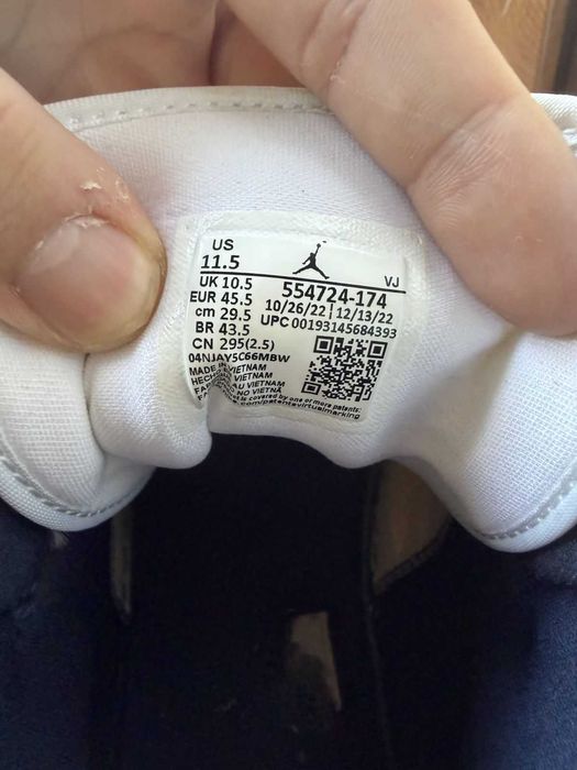Air Jordan 1 Mid White / Metallic Gold / Obsidian МЪЖКИ размер 45.5