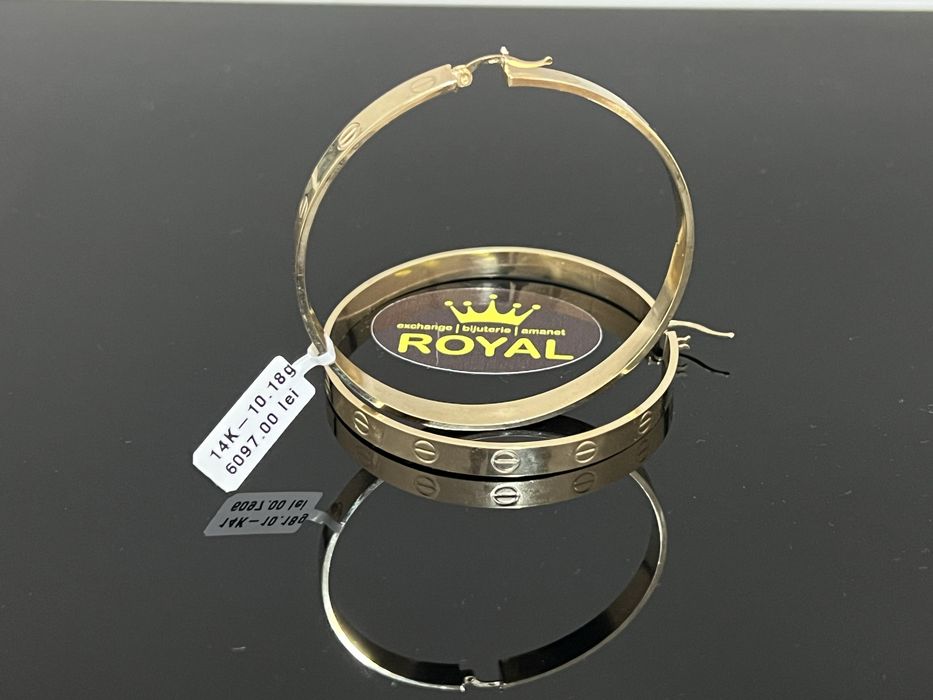 Bijuteria Royal CB : Cercei mari rotunzi aur 14k 585 10,18 grame