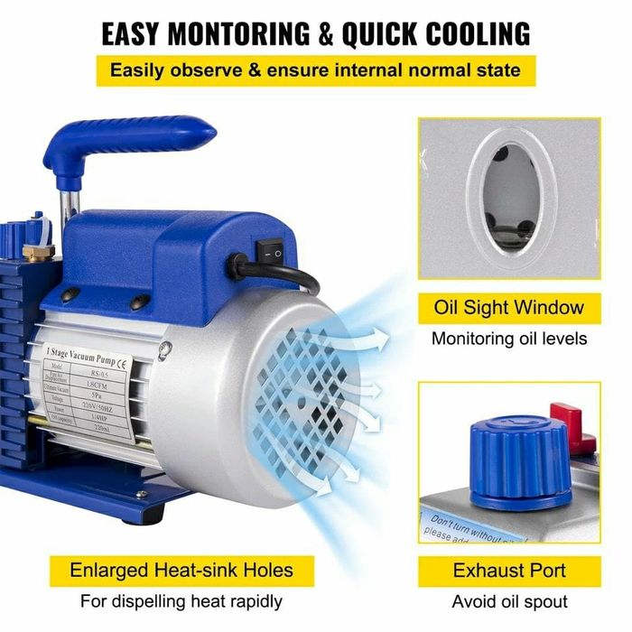 Pompa Vid cu Manometre Vacuum Aer Conditionat cu 2 porturi 60L/min