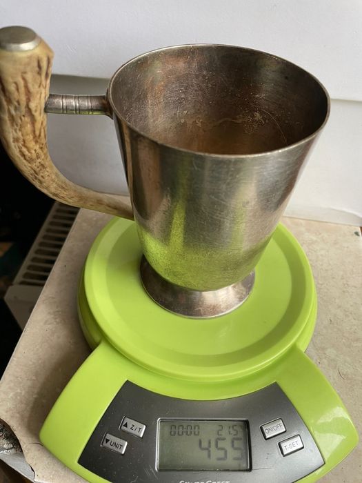 Cana placata argint(silver plated)Pinder Bros cu maner de coarne Angli