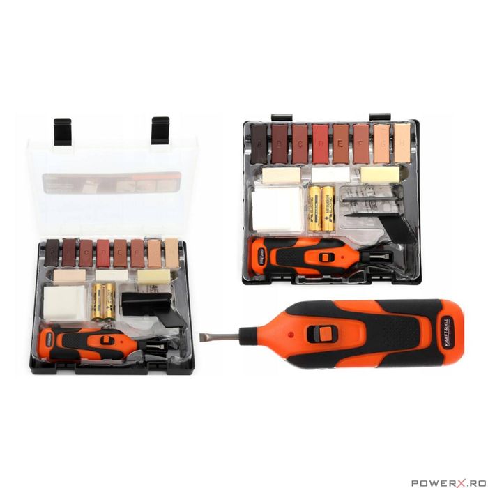 Dispozitiv, kit reparare lemn, 18 elemente, Kraft