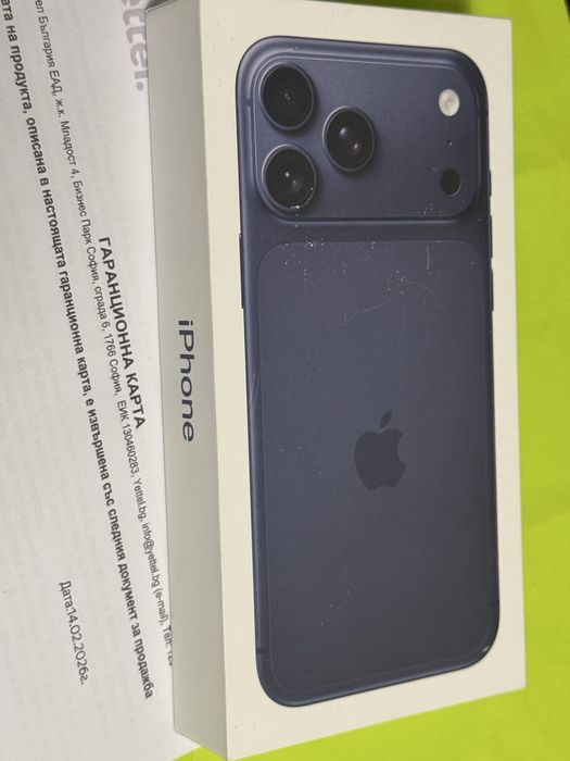 ***ЗАПЕЧАТАН 256GB iPhone 17 Pro Max  Гаранция Yettel 2029г. Blue