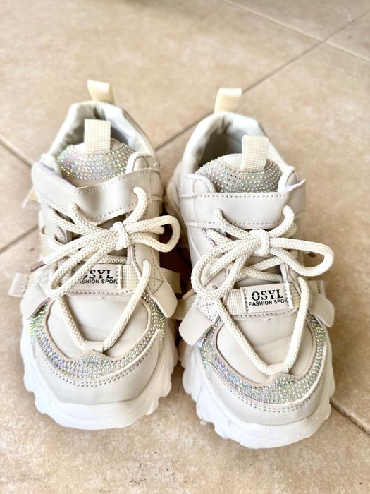 Детски маратонки розови и екрю 34