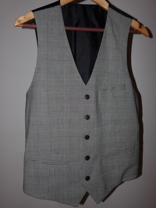 Costum gri cu carouri bărbați – mărimea 50 / L-XL