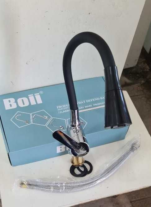 СУПЕР ПРОМОЦИЯ! Смесител Едноръкохватков Стоящ с Черна Гъвкава Лебедка