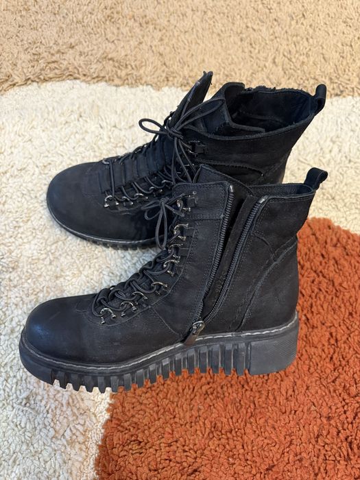 Bocanci din piele naturală, negri