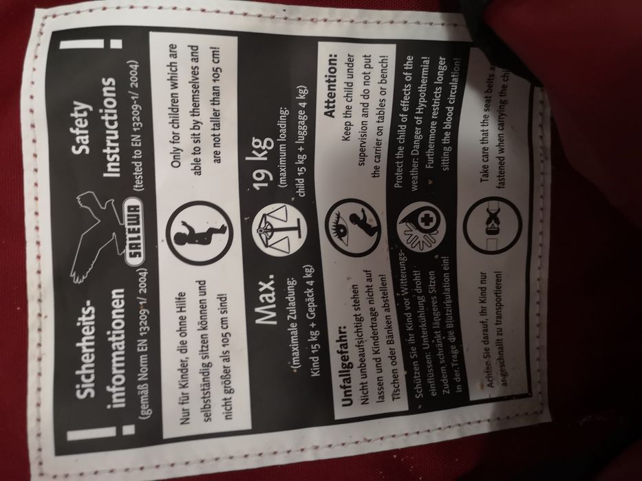 Седалка Salewa Koala за дете, планинска раница за бебе