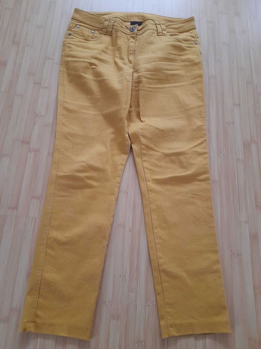 Jeans skinny galbeni, material elastic, talie normala, marime 44
