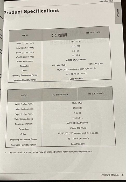 Плазмен телевизор LG RZ-42PX10