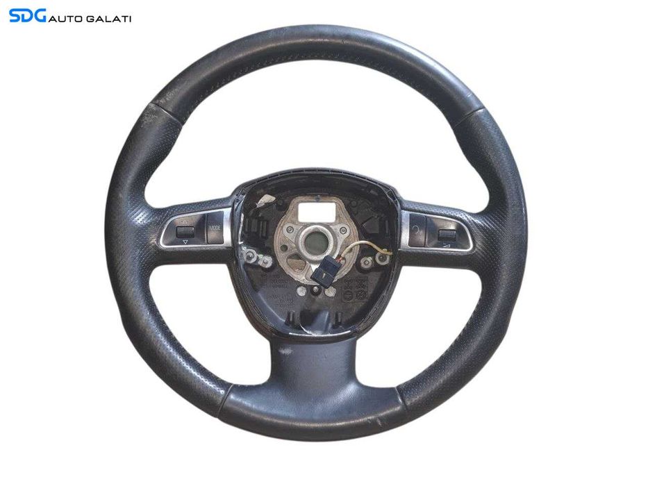 Volan Piele 3 Spite cu Comenzi Audi Q5 8R 2008 - 2012 Cod 8R0419091F ( Zgârieturi pe Piele și Uzura Generală, Vizibile în Imagini ) [N2356]
