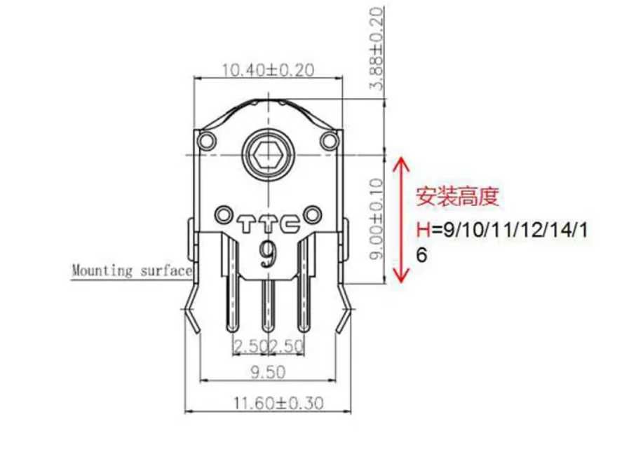 TTC Encoder Gold 7/8/9/10/11/12/13/14/15/16mm Dustproof Mouse Scroll