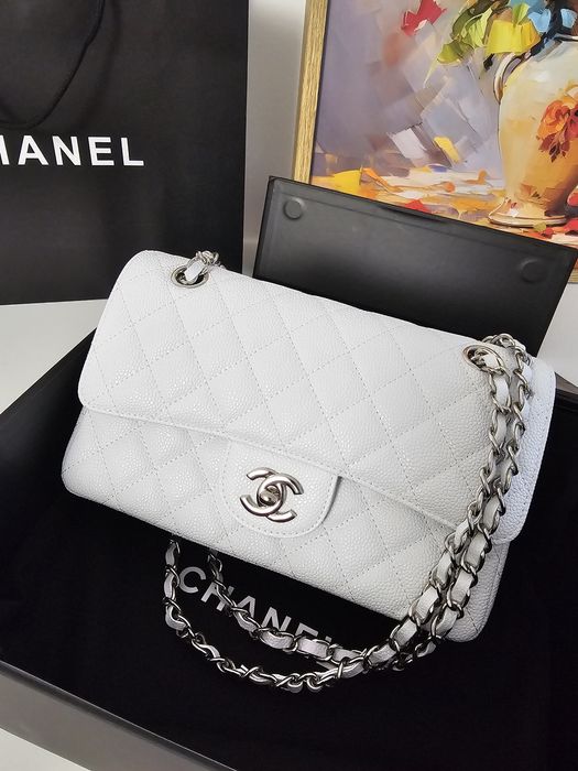 Geanta Chanel 23cm clasic, alb