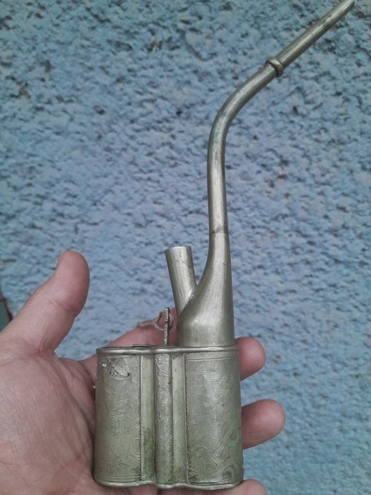 100+ годишна Сребърна ниска проба  Сачан Китайска лула за опиум