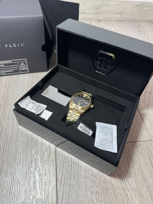 Philipp Plein Date Superlative 41mm Gold – НОВ, Пълен комплект с фактура от Farfetch