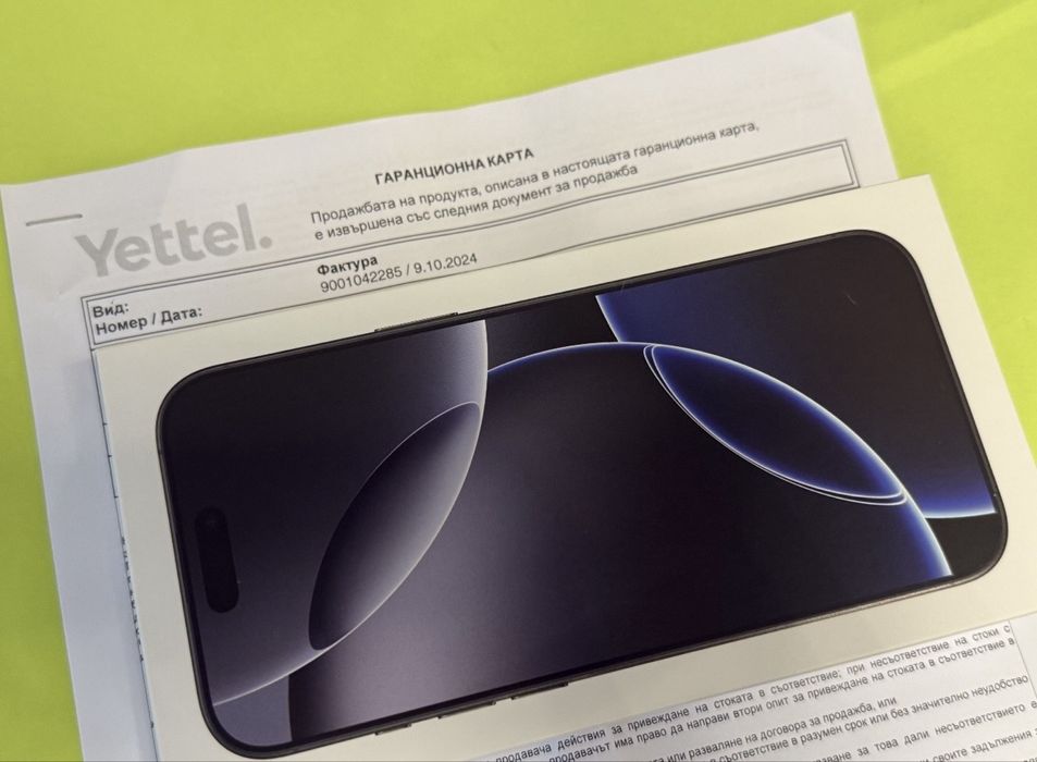 ^^^КАТО НОВ 1TB iPhone 16 Pro Max Yettel Гаранция 2027 г. Black