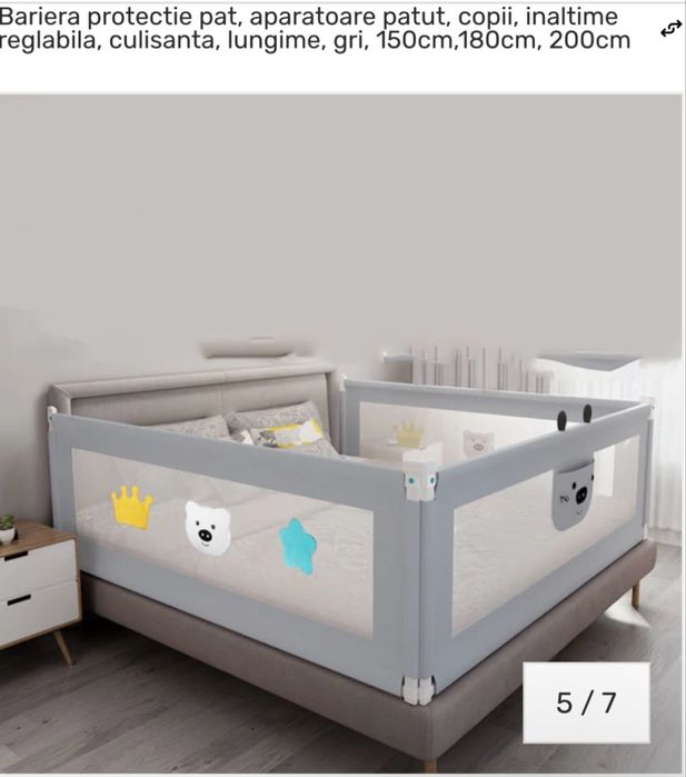 Set 3 bariere protectie pat copii