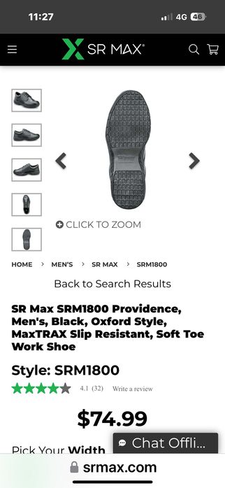 Обувки SR Safety  antisliр черни и бели ресторант кухня номер 43