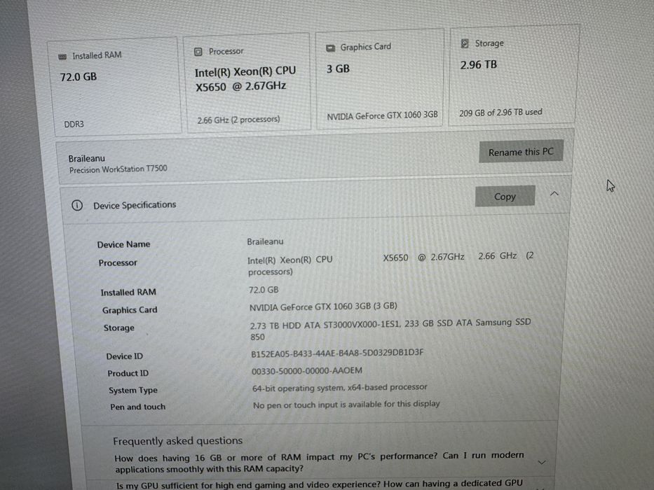 Unitate PC Workstation Dell T7500