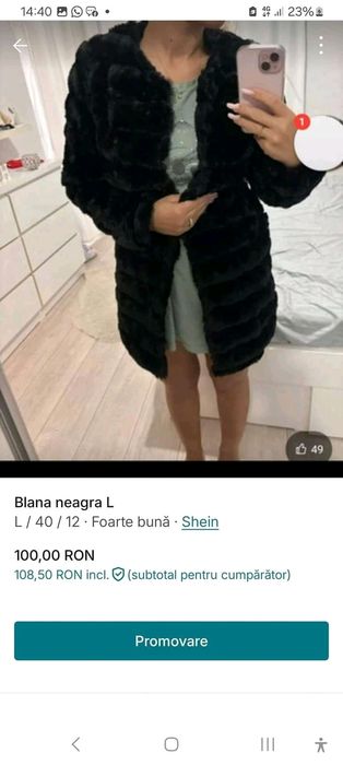Haina de blana artificiala neagra