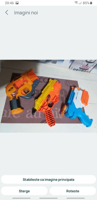 Set 3 Nerf Pistoale  cu Gloante de pluta