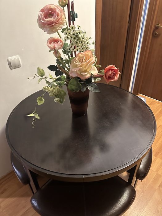 Masa dining / living / bucatarie cu 4 scaune piele - MOBEXPERT