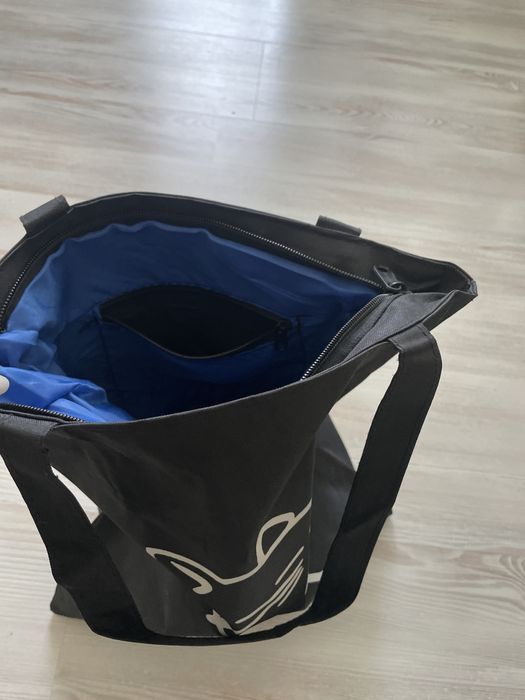 Сумка шоппер черный с кошкой