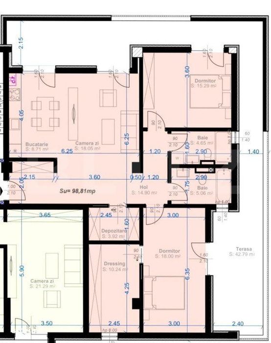 Apartament 3 camere, 99 mp utili,terasa de 43 mp, zona Aradului — fotografia 1