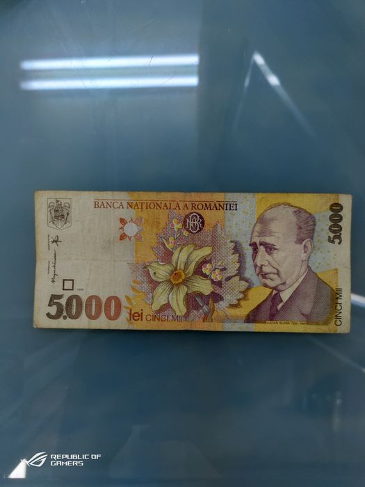 Bancnota 5000 lei, 1998 cu Lucian Blaga, stare ca noua, seria 003D