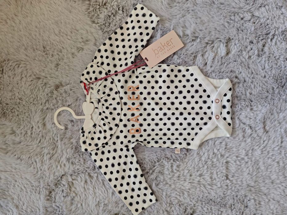 Ново 2 бр Ted Baker боди с дълъг ръкав и  с яка -0-3 месеца