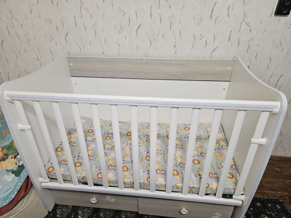 Детско креваче - Lorelli New Matrix /бяло с дървесен мотив/