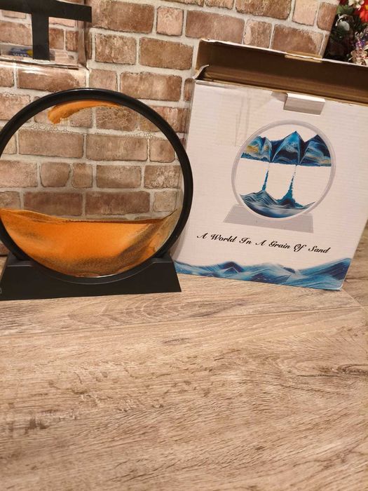 decor birou aoderun – clepsidră 3d cu nisip, 28 cm, portocaliu