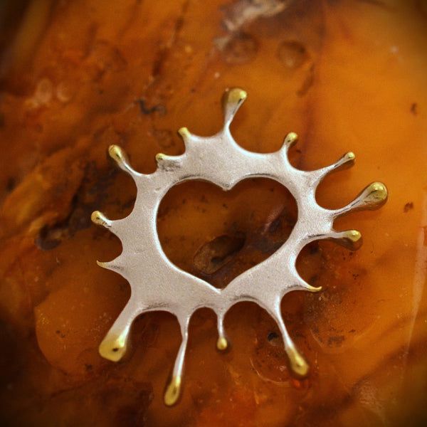 Сребърен медальон 925 „Сърце-пръски“ – талисман на творческата енергия