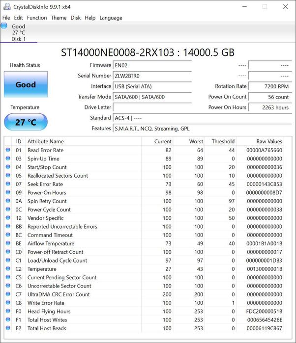 HDD Toshiba MG07ACA14TE 14TB Enterprise | SMART OK | 8988h functionare