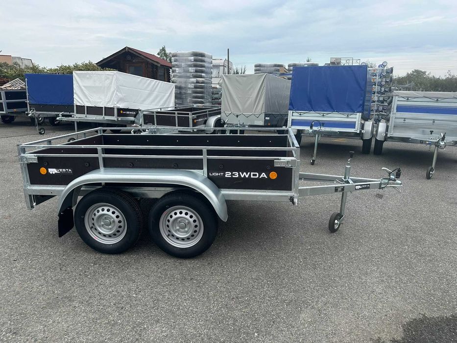 Remorca VESTA TRAILERS in Cluj Napoca, Dublu Ax 750 kg, Dim.232(250)*135*40 Cm. Gratuit: roata susitinere, Civ RAR si Numar Provizoriu