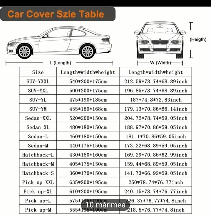 Prelata mașina, SUV,diferite  marimi