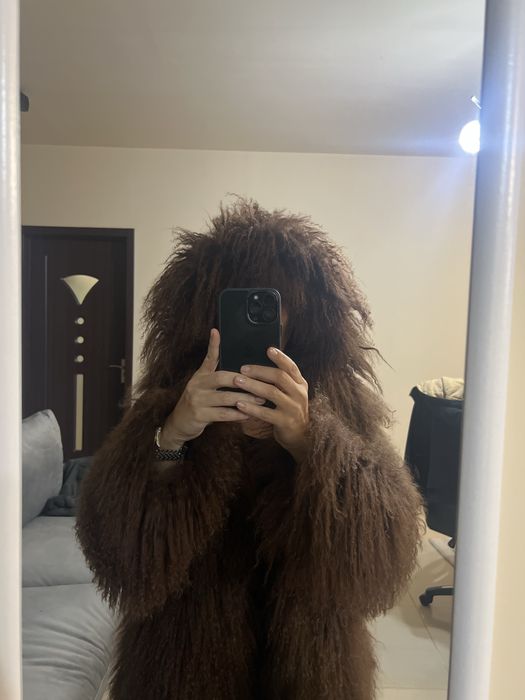 Палто естествен косъм Монголско агне