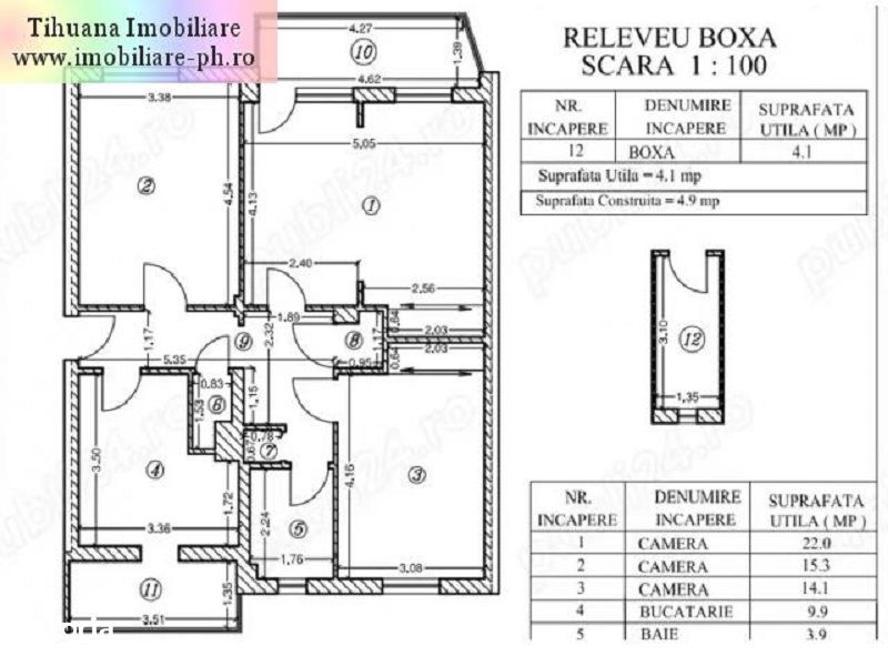 Apartament 3 camere de vanzare: Central- Gh.Gr.Cantacuzino(102mp) boxa