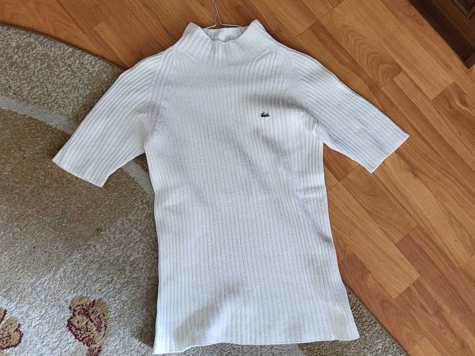 Pulover alb maleta Lacoste original
