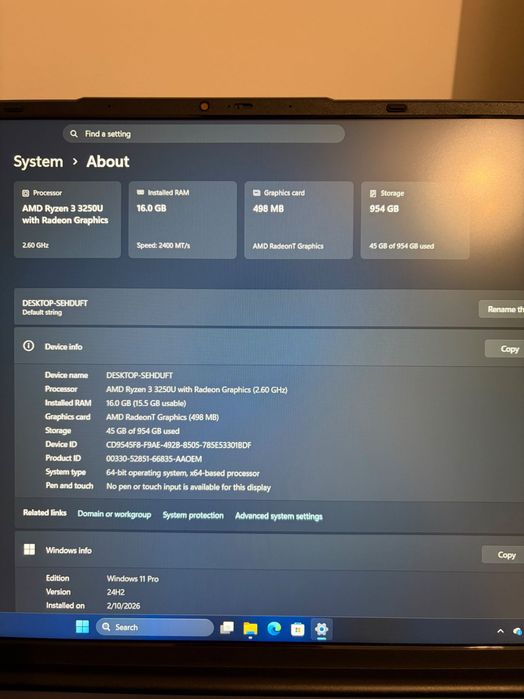 Vand laptop gaming Auusda 16’’ Win 11, Ryzen 3, 16 gb RAM, 1 tb SSD, AMD Radeon 512 mb, nou garantie 2 ani emag!