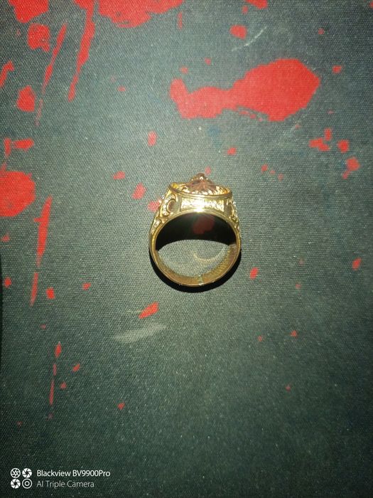 Ghiul mare placat cu aur 14 k  pt barbati  cu pietre zirconiu