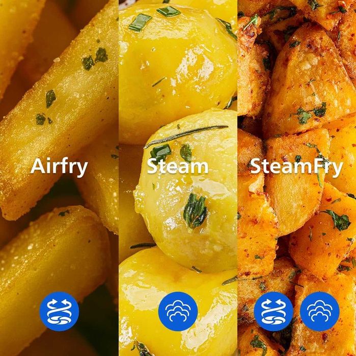 ПРОМО Нов 2г Гаранция Фритюрник с Горещ Въздух Airfryer Philips NA550/00 с Двойна Кошница