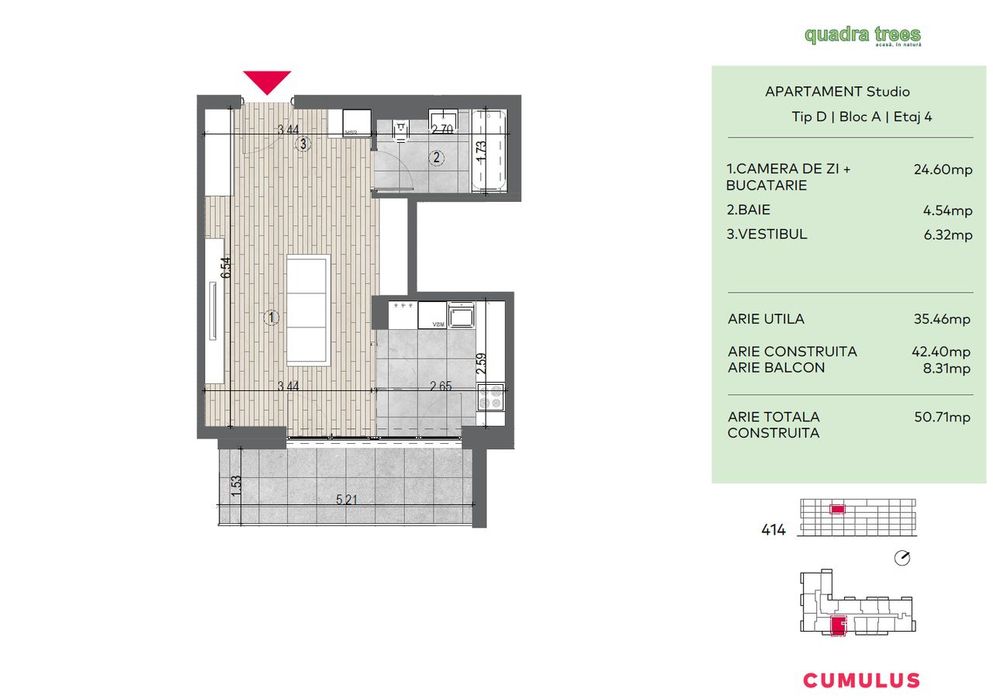 STUDIO de vânzare spațios, bloc nou, zona Drumul Taberei. Comision 0! — fotografia 1