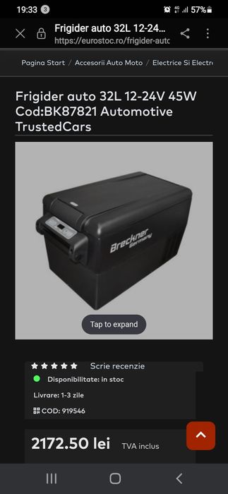 Frigider auto Capacitate: 32 L Tensiune alimentare: 12-24 V / 45 W Ada