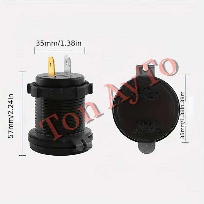 USB Зарядно За Вграждане QC 3.0 + PD 30W + Волтметър  12V / 24V Автомобил Мотор Камион Лодка Каравана Кемпер АТВ Скутер