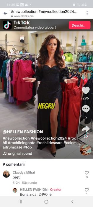 Rochie de seara neagra maneci detașabile marca Hellen Fashion