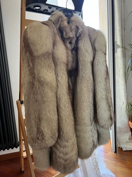 Haină blană de vulpe polară  44/46 tg.