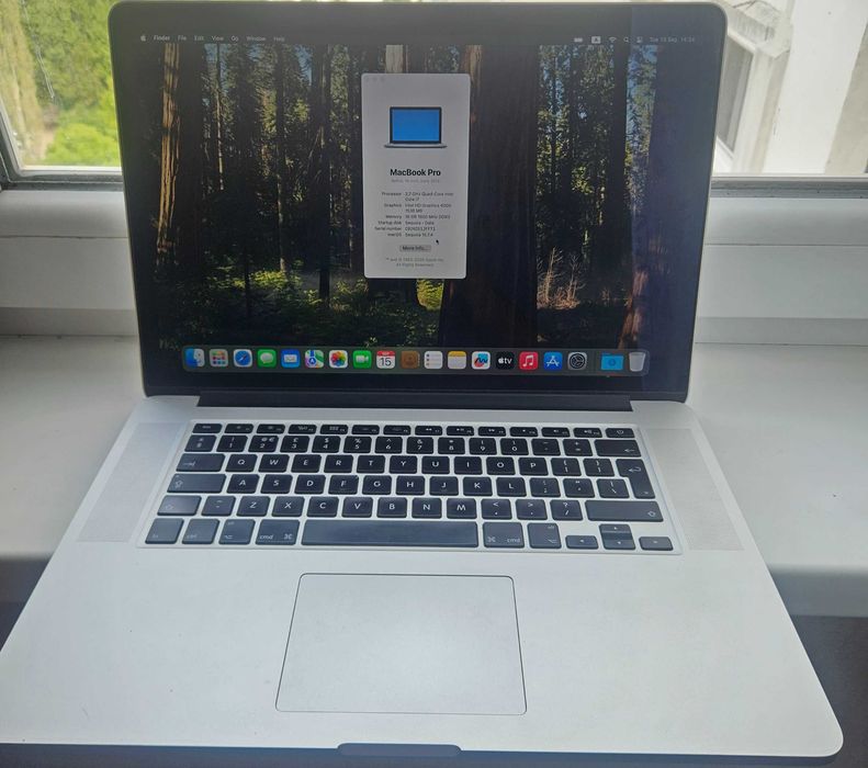Macbook Pro 15 Retina, 16GB Ram, 512GB SSD, Nvidi GPU, Mac OS Sequoia, Много добро състояния