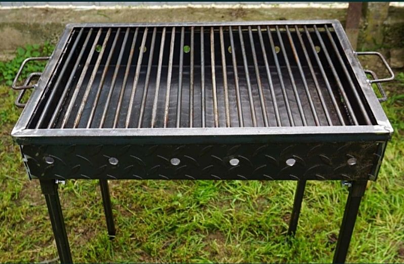 Gratar mare cu tabla groasa striata 3 mm, 62x42 cm cu