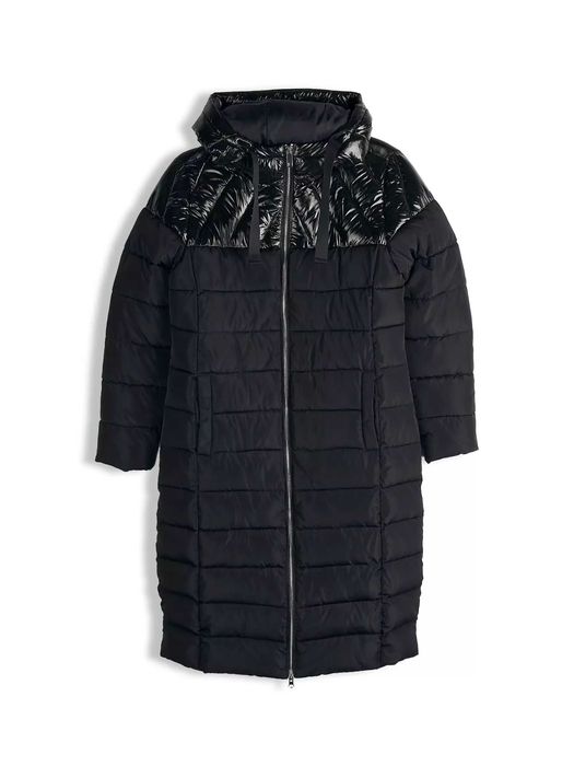 Дамско зимно яке , ватирано дълго зимно яке , черен цвят